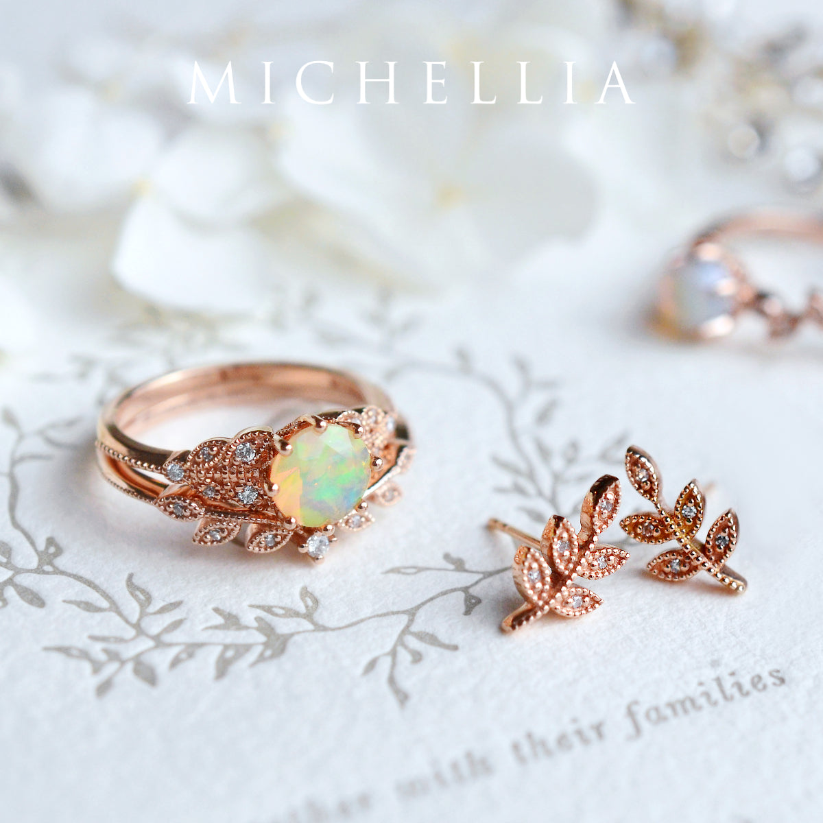 [Kerensa] Classic Floral Engagement Ring in Opal