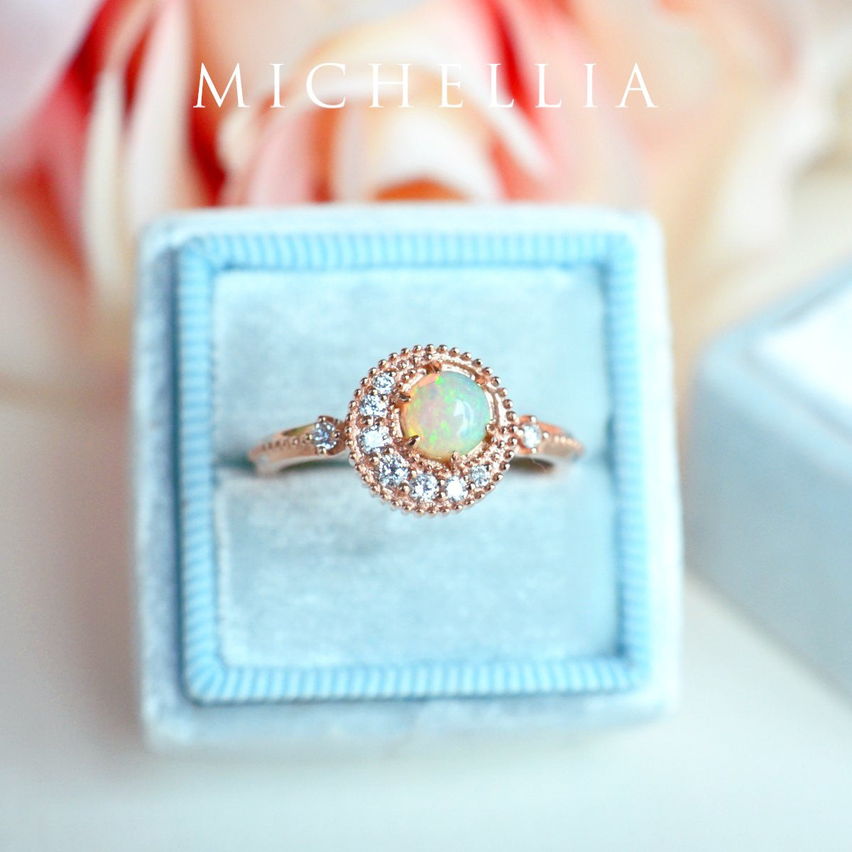 [Luna] Crescent Moon Ring in Australian Opal