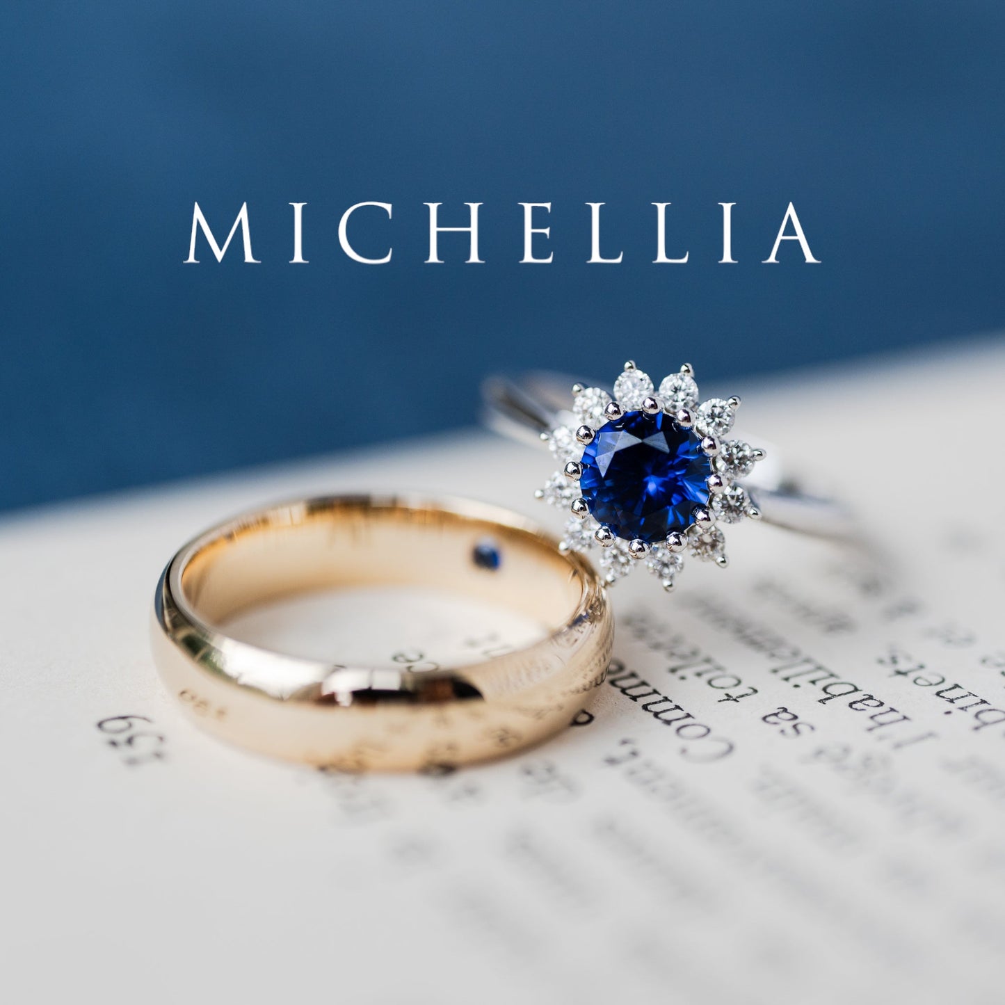 [Rosalie] Vintage Bloom Ring in Lab Blue Sapphire