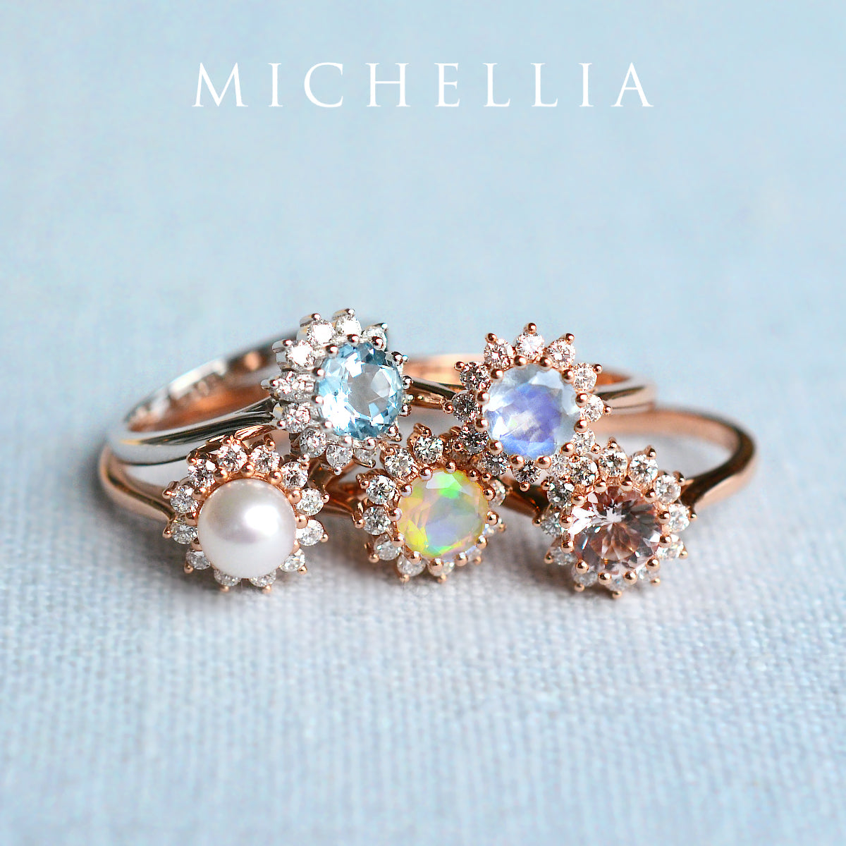 [Rosalie] Vintage Bloom Ring in Aquamarine