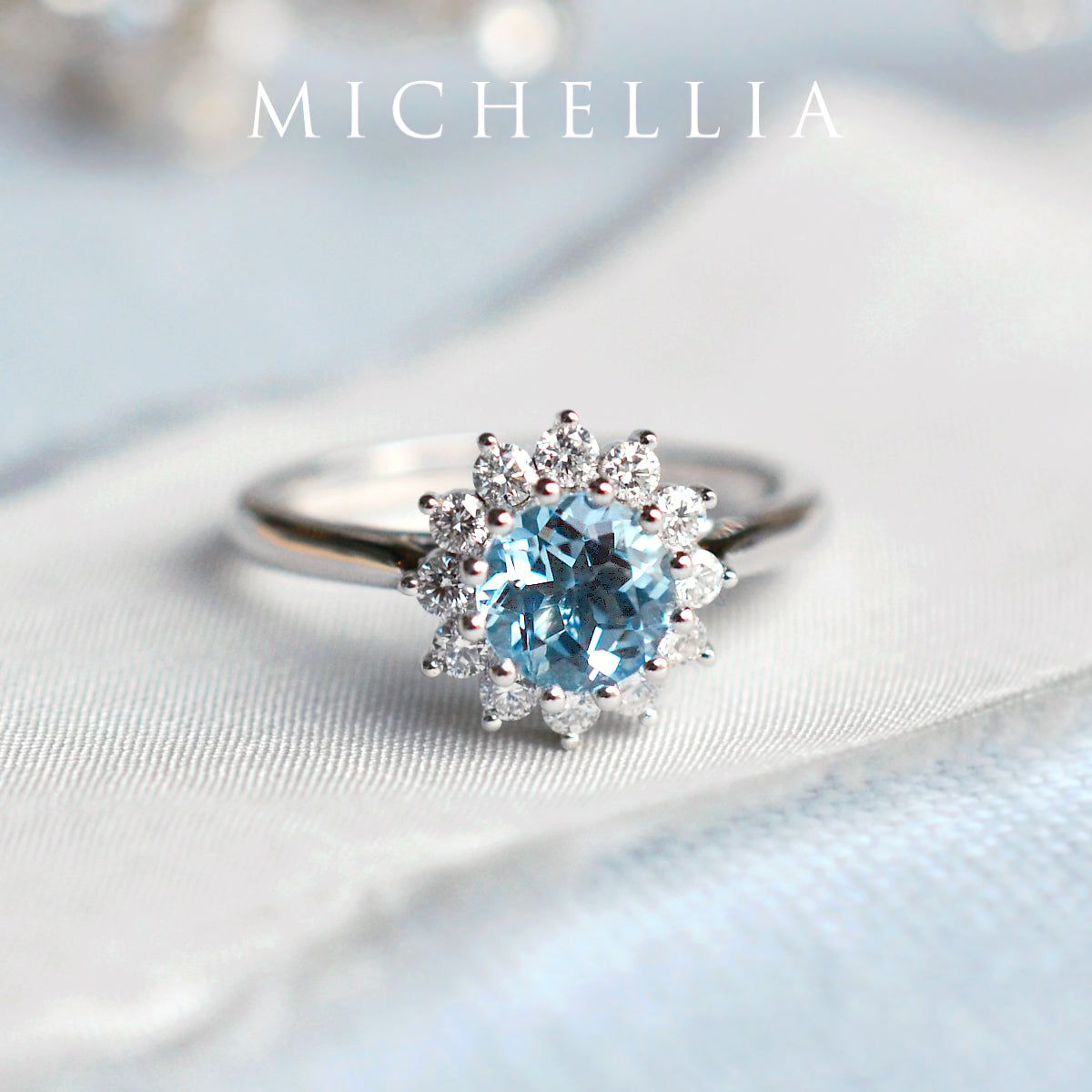 [Rosalie] Vintage Bloom Ring in Aquamarine