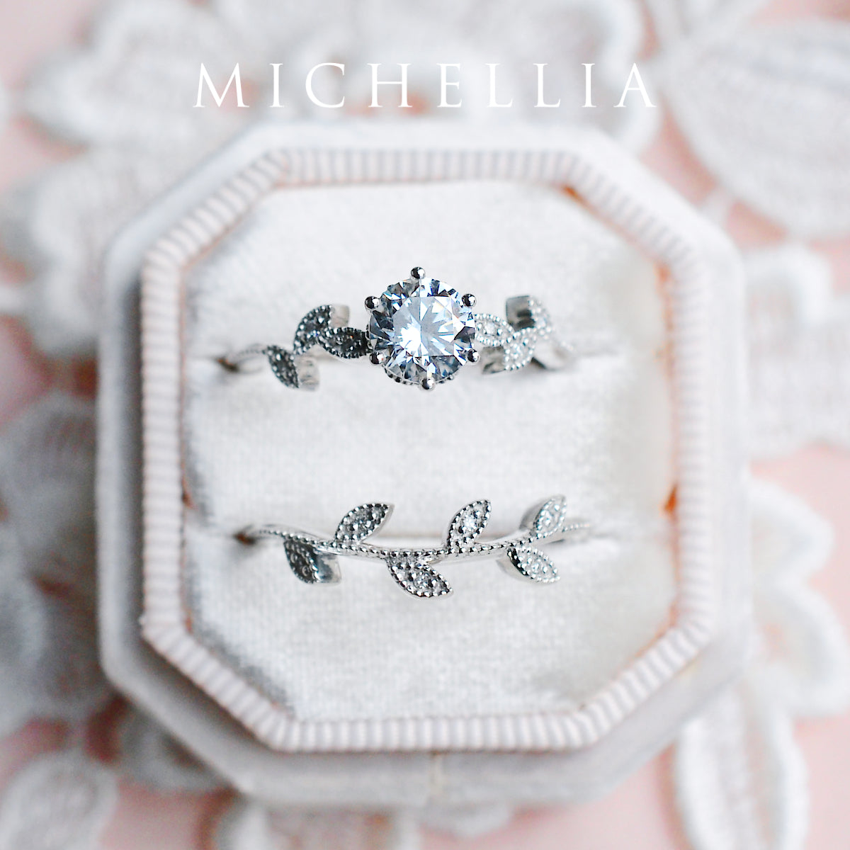 [Dahlia] Petite Floral Engagement Ring in Lab Alexandrite