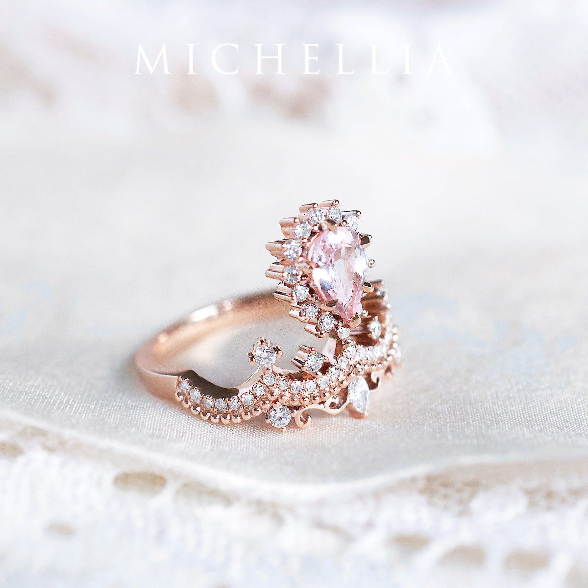 [Angelique] Venetian Crown Engagement Ring in Morganite
