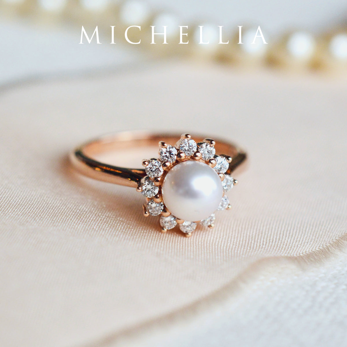 [Rosalie] Vintage Bloom Ring in Akoya Pearl
