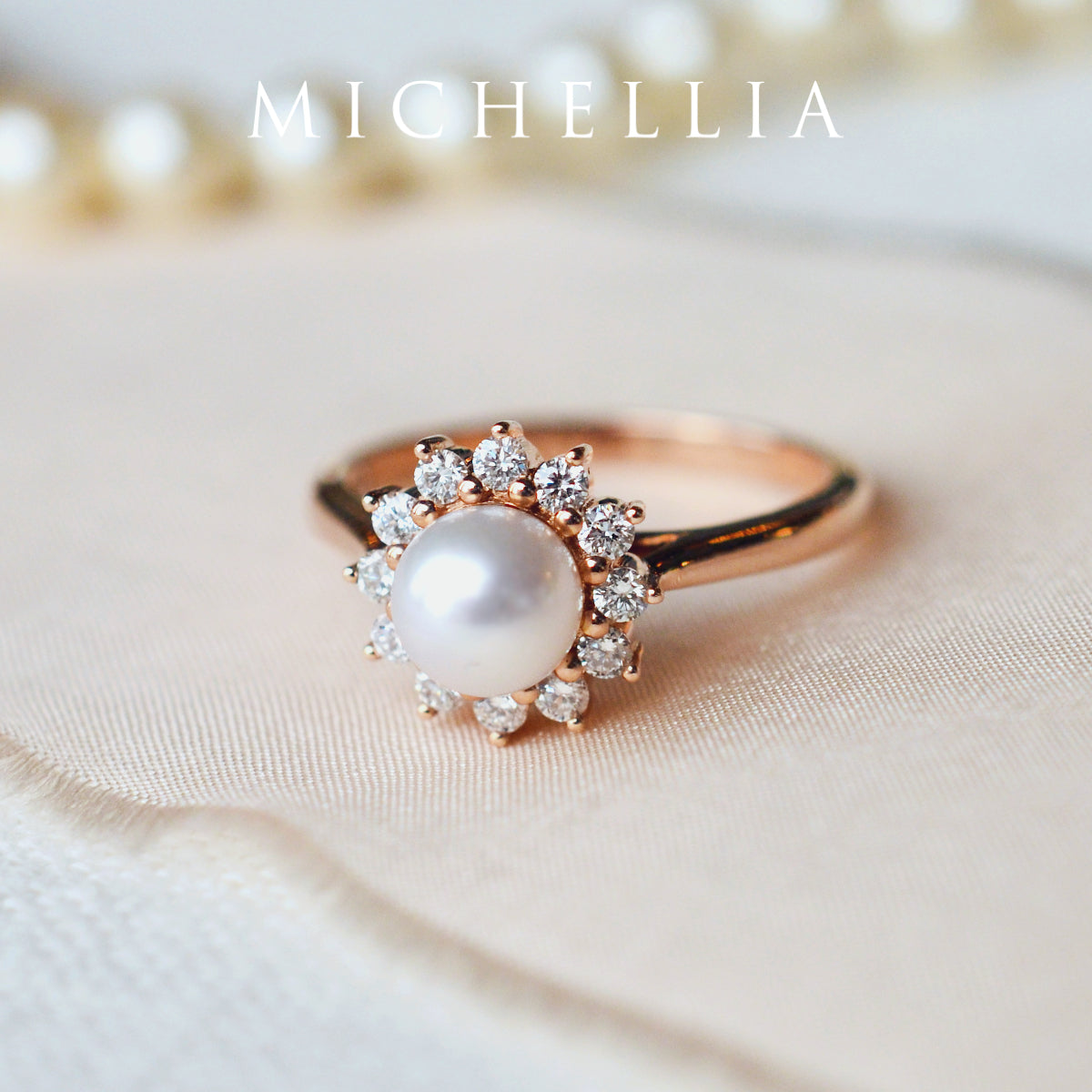 [Rosalie] Vintage Bloom Ring in Akoya Pearl