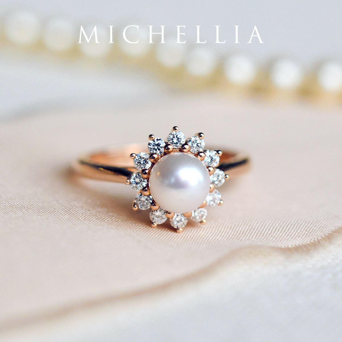 [Rosalie] Vintage Bloom Ring in Akoya Pearl