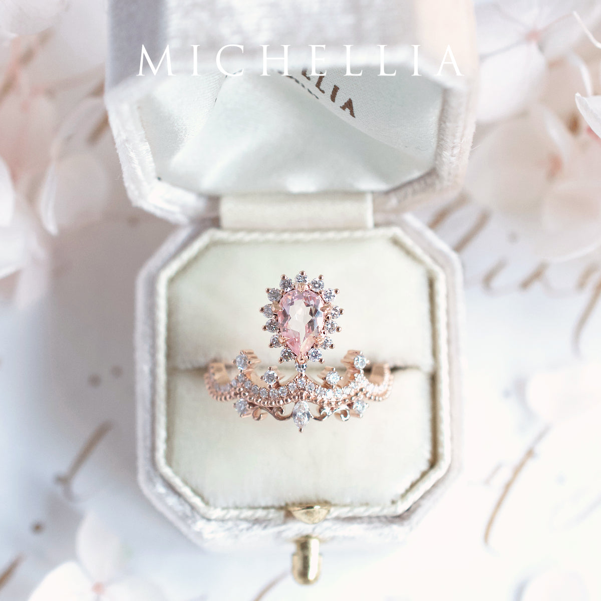 [Angelique] Venetian Crown Engagement Ring in Morganite