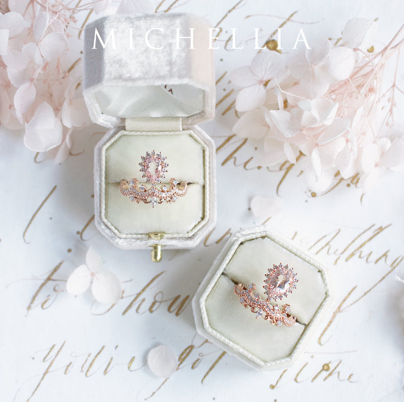 [Angelique] Venetian Crown Engagement Ring in Morganite