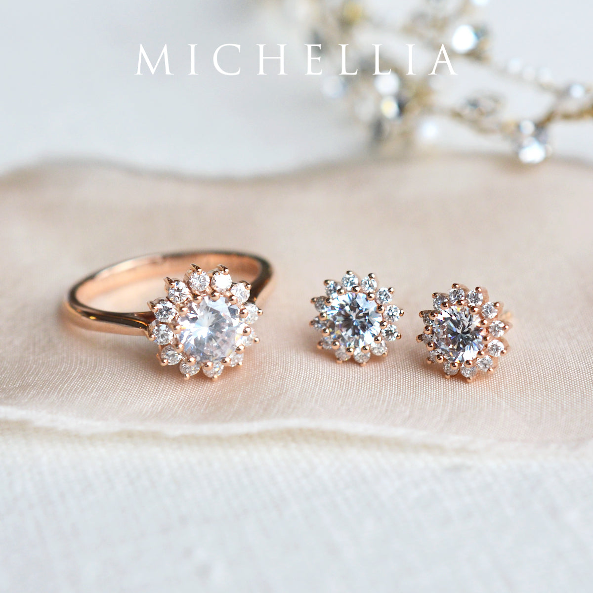 [Rosalie] Vintage Bloom Earrings in Moissanite