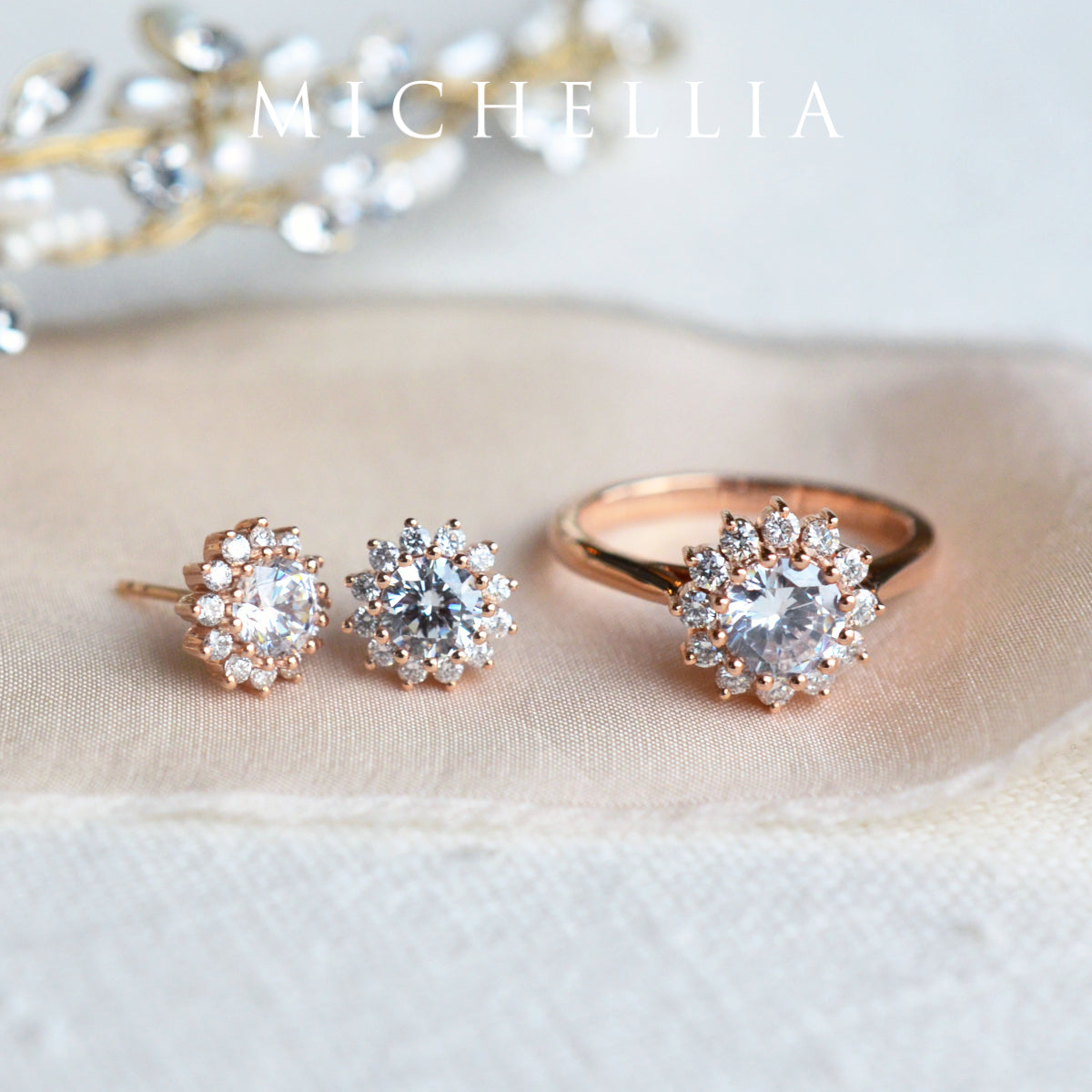 [Rosalie] Vintage Bloom Earrings in Morganite