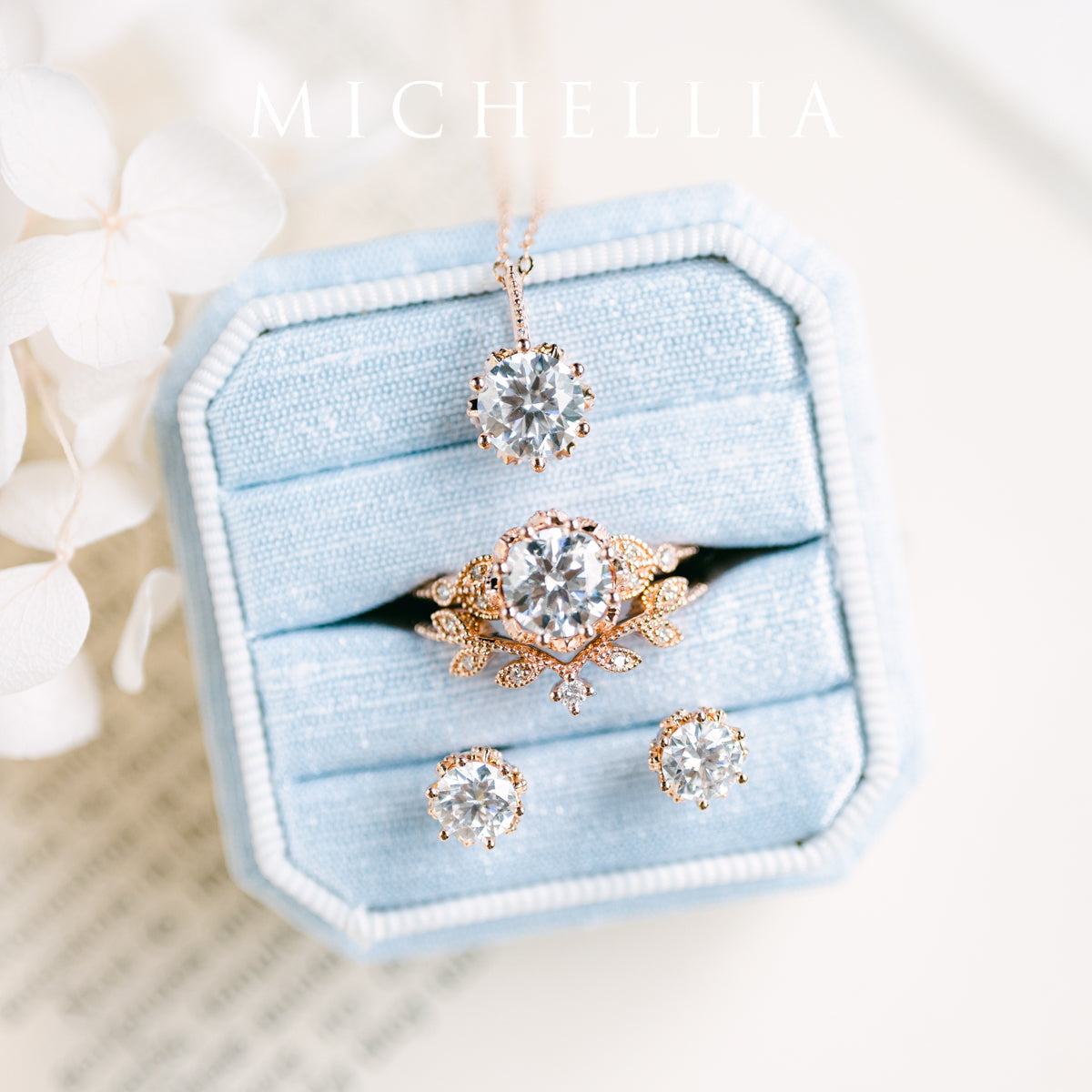 [Eden] Petite Floral Earrings in Diamond or Moissanite