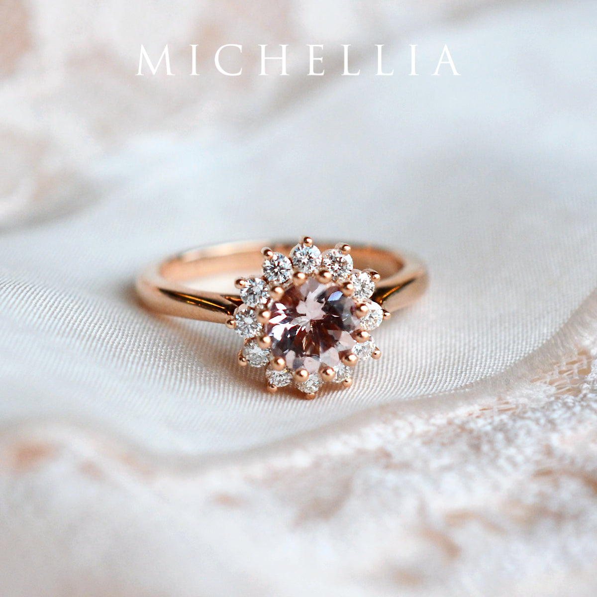 [Rosalie] Vintage Bloom Ring in Morganite