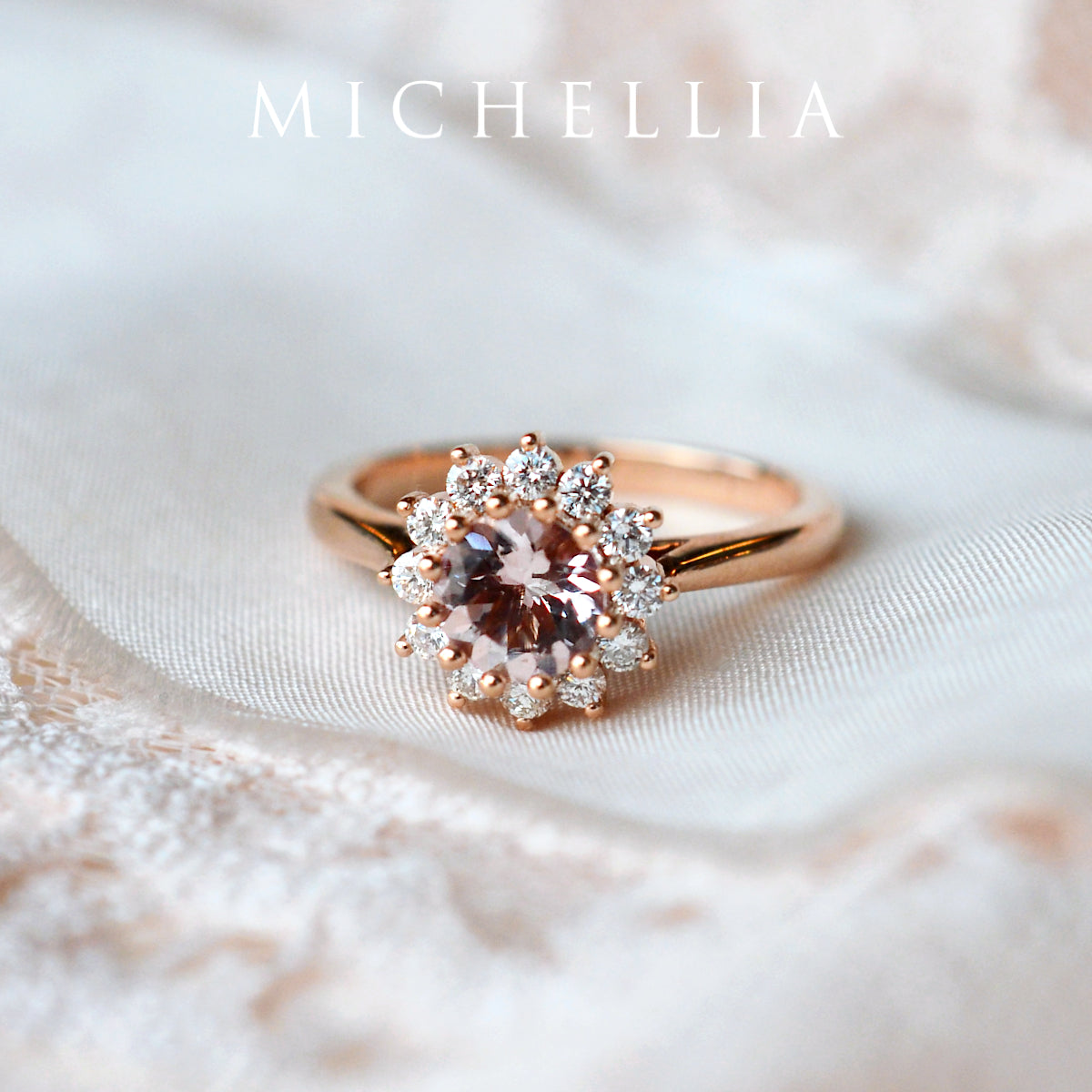 [Rosalie] Vintage Bloom Ring in Morganite