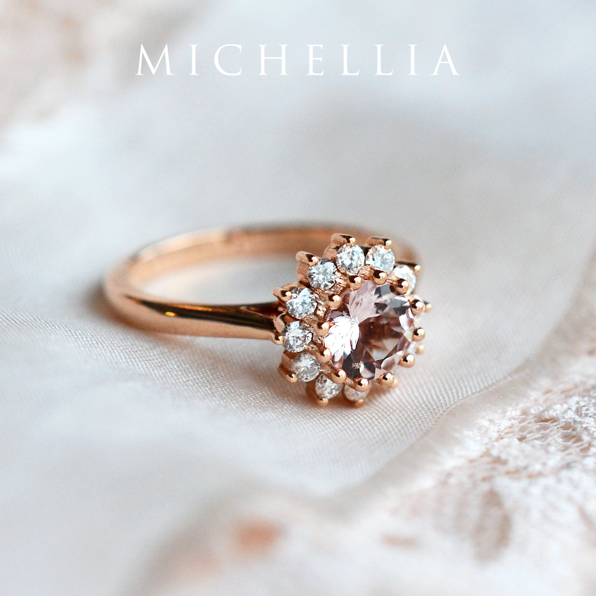 [Rosalie] Vintage Bloom Ring in Morganite