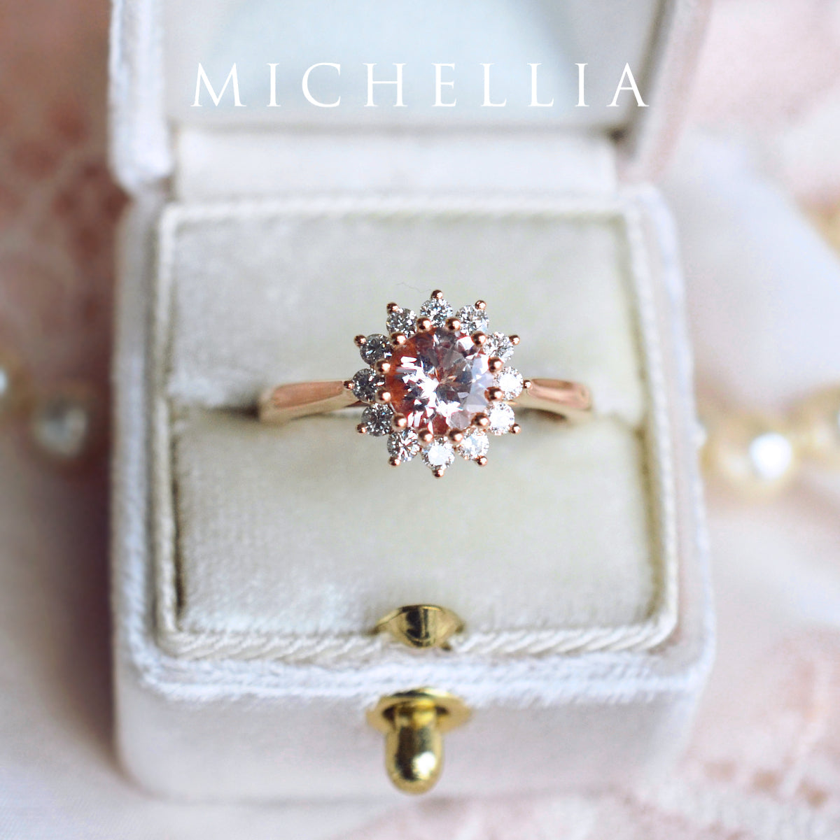 [Rosalie] Vintage Bloom Ring in Morganite