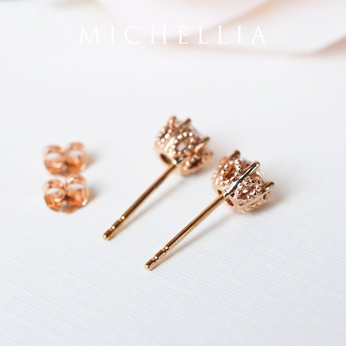 [Eden] Petite Floral Earrings in Lab Blue Sapphire