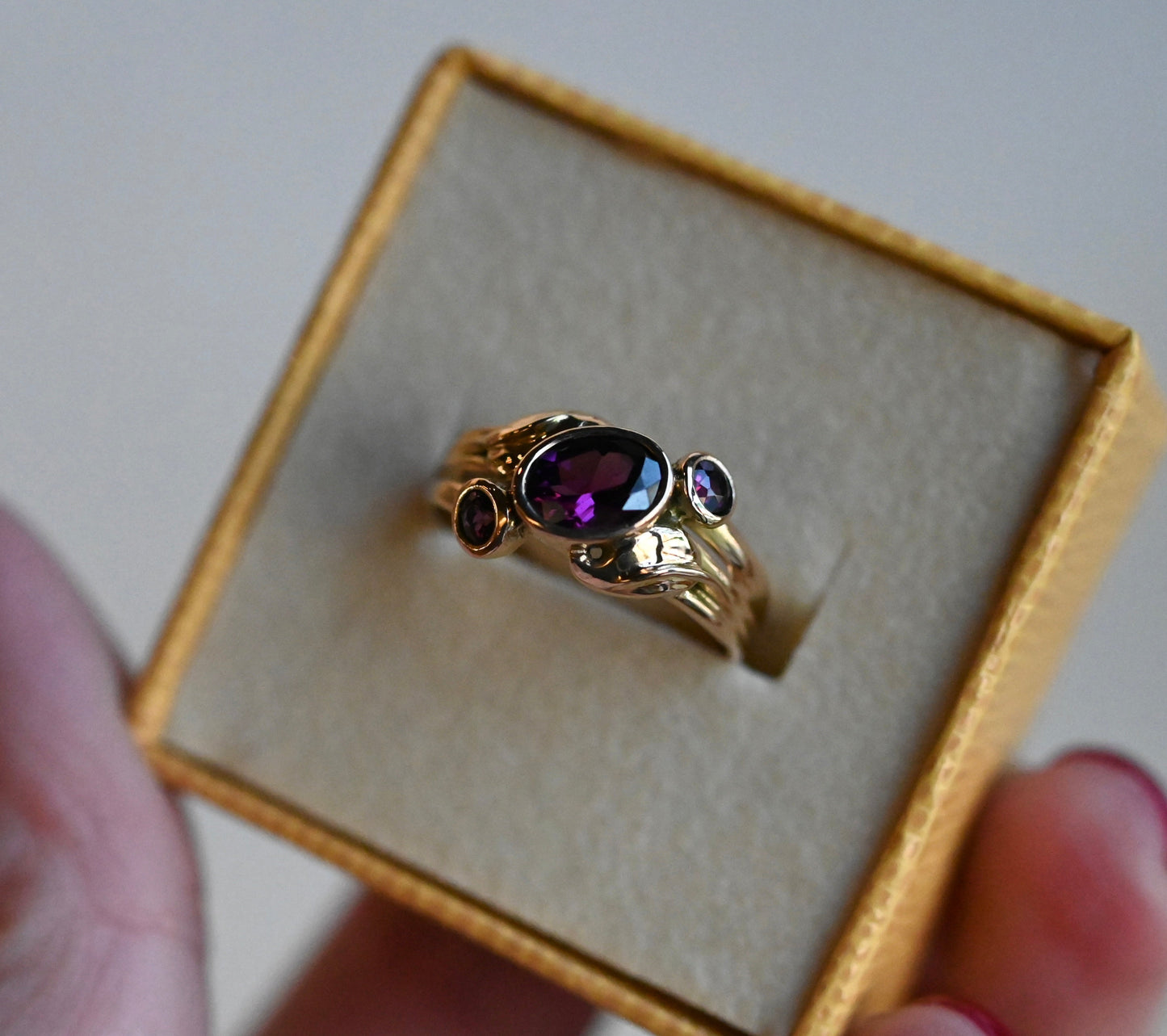 14k Double Band Golden Leaves Customizable Ring Setting - Made To Order
