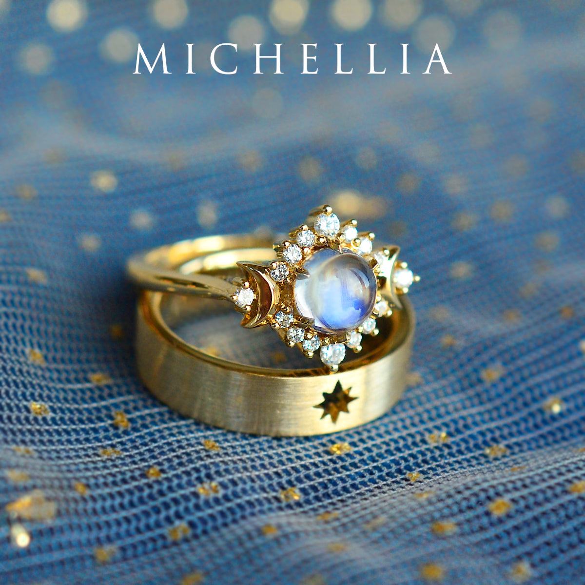 [Selene] Moon Goddess Engagement Ring in Diamond / Moissanite