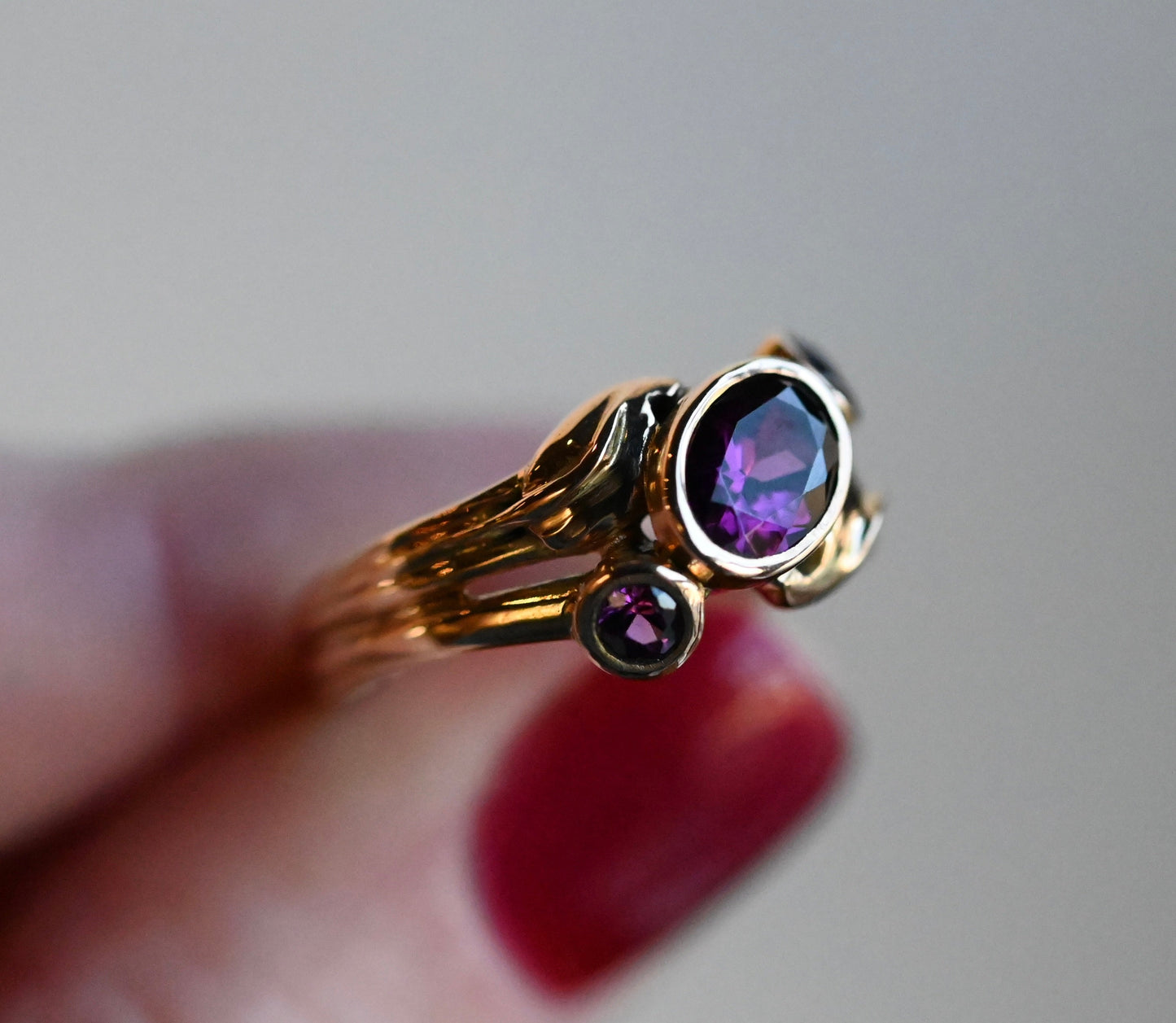 14k Double Band Golden Leaves Customizable Ring Setting - Made To Order