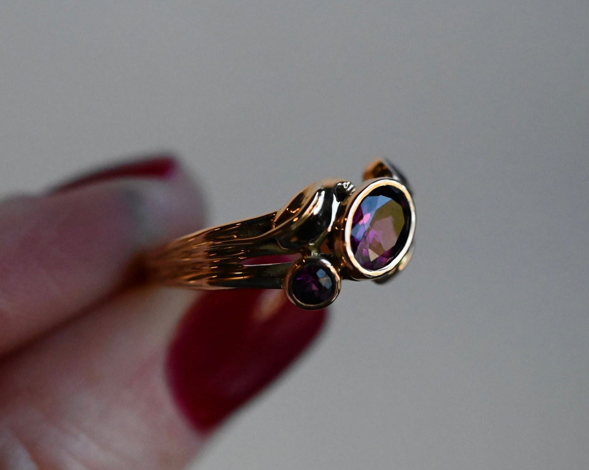 14k Double Band Golden Leaves Customizable Ring Setting - Made To Order