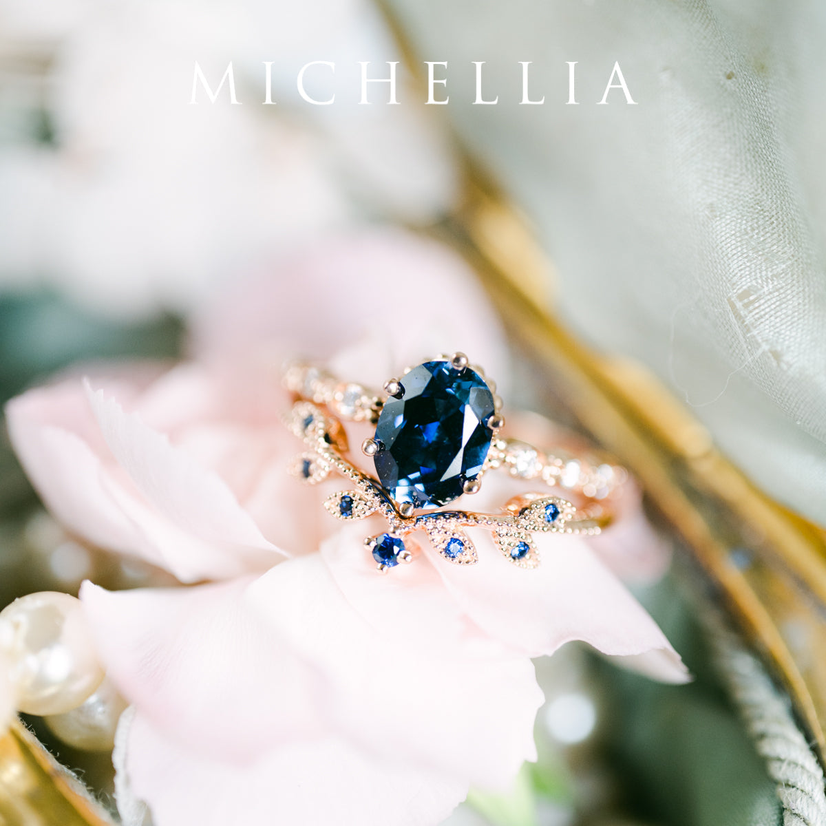 [Evelina] Vintage Classic Crown Oval Engagement Ring in Lab Blue Sapphire