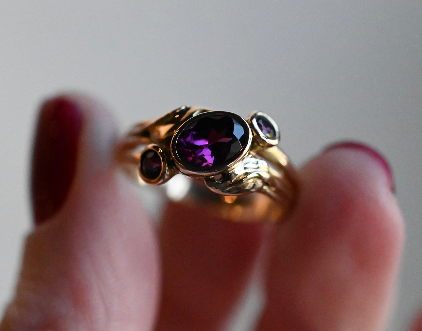 14k Double Band Golden Leaves Customizable Ring Setting - Made To Order