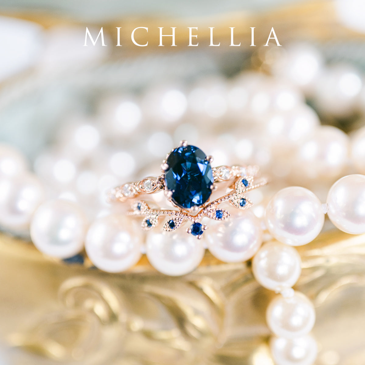 [Evelina] Vintage Classic Crown Oval Engagement Ring in Lab Blue Sapphire