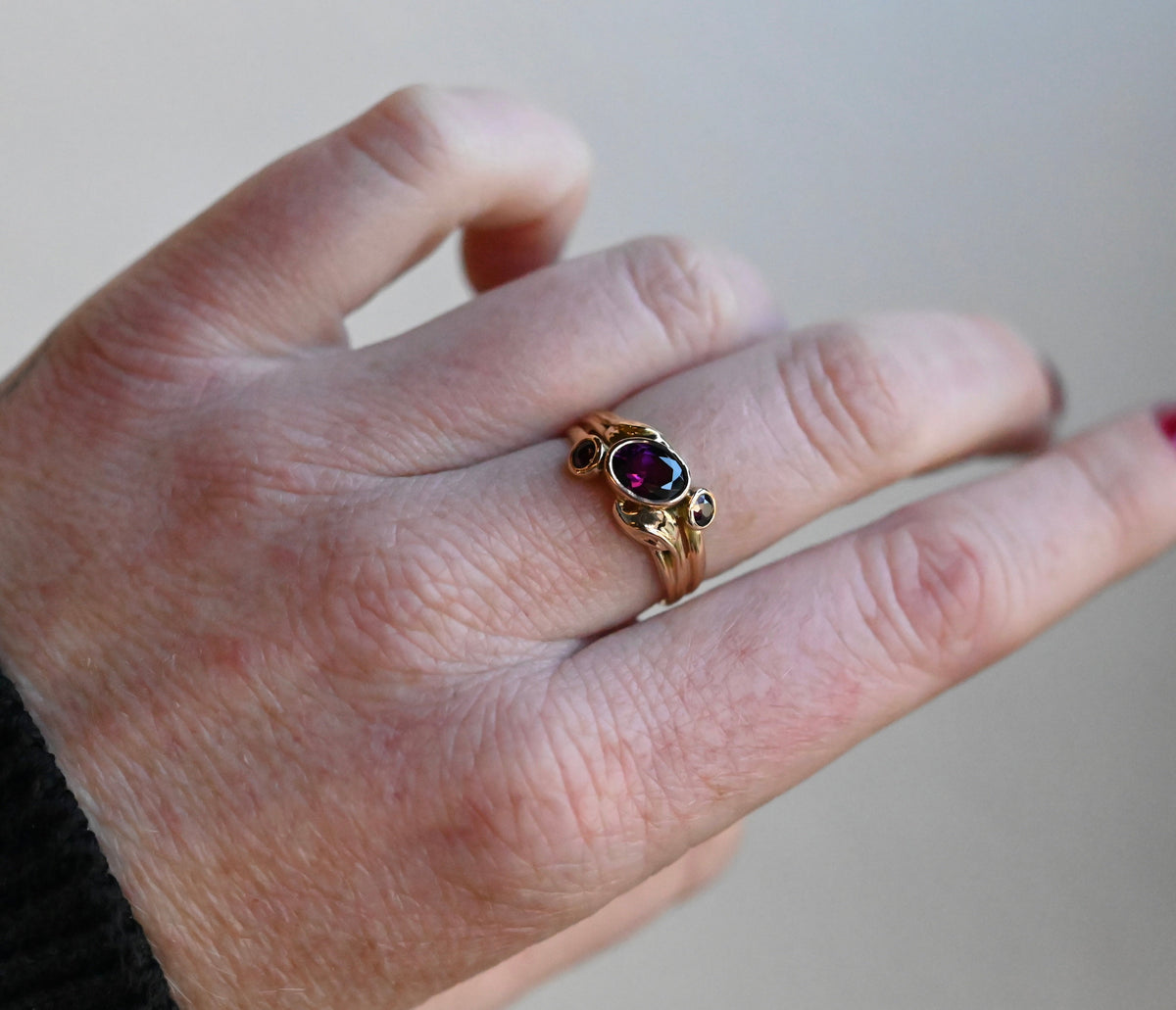 14k Double Band Golden Leaves Customizable Ring Setting - Made To Order