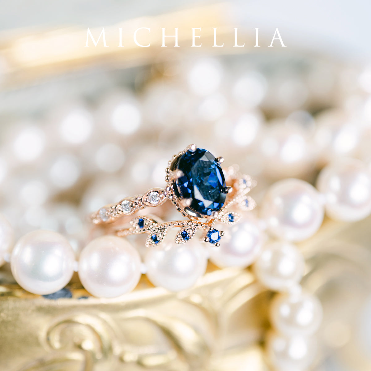 [Evelina] Vintage Classic Crown Oval Engagement Ring in Lab Blue Sapphire