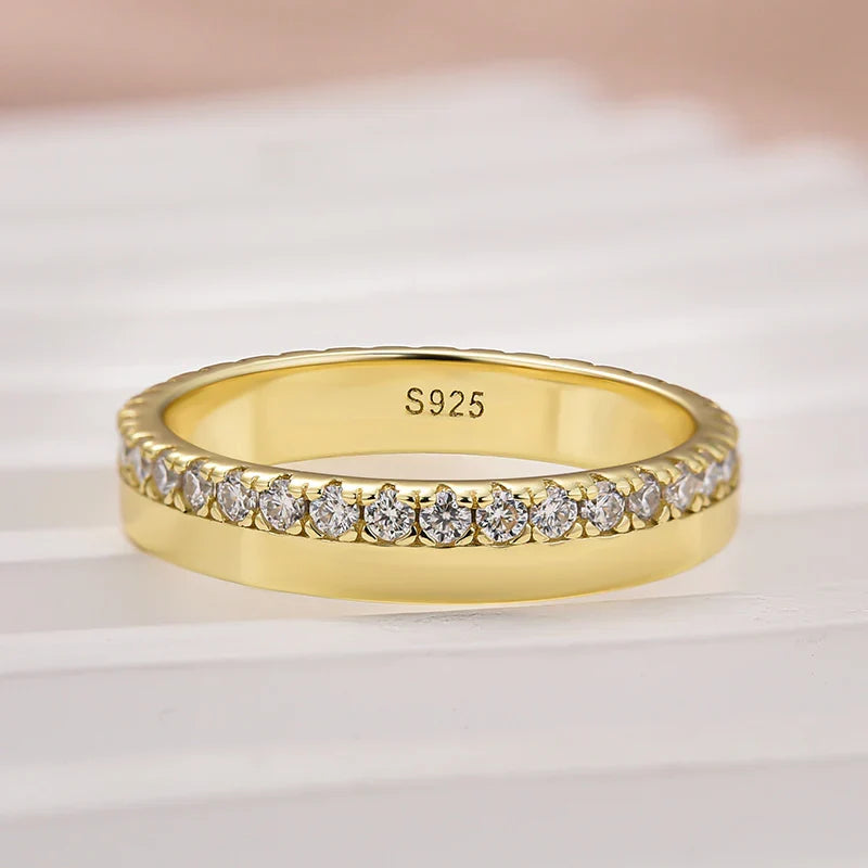 Glazed 925 Sterling Silver Round Cut Wedding Ring