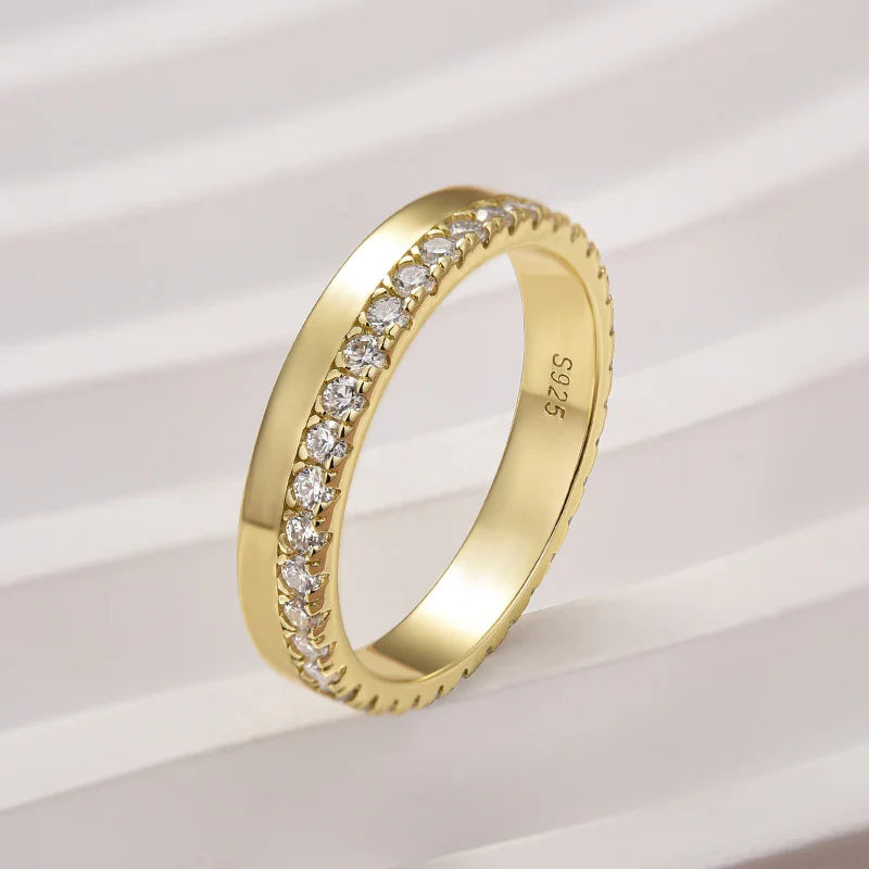 Glazed 925 Sterling Silver Round Cut Wedding Ring
