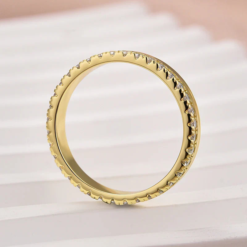 Glazed 925 Sterling Silver Round Cut Wedding Ring