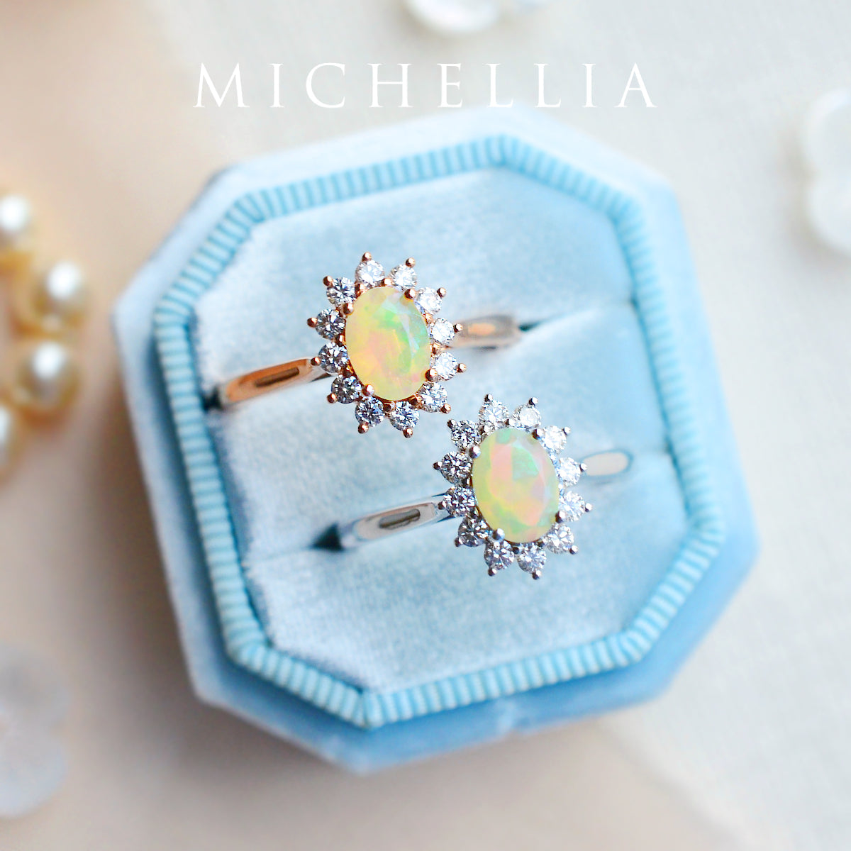 [Julianne] Vintage Bloom Oval Cut Ring in Opal