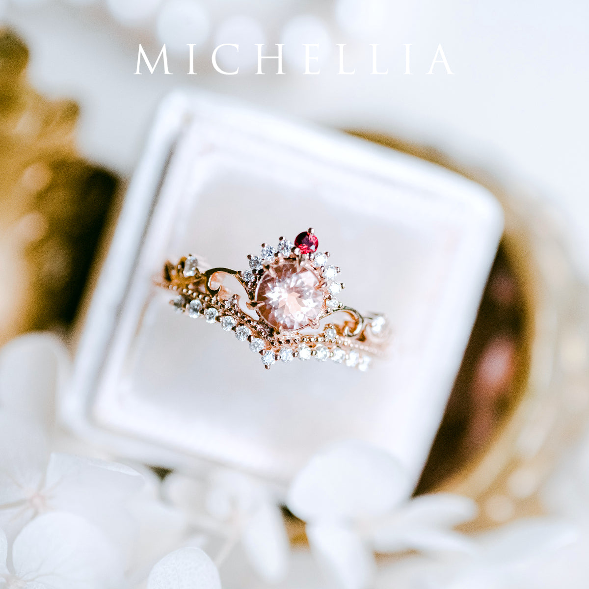 [Theia] Heirloom Crown Ring in Morganite