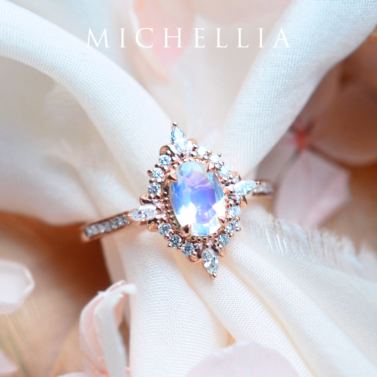 [Alessandra] Art Deco Oval Cut Ring in Moonstone