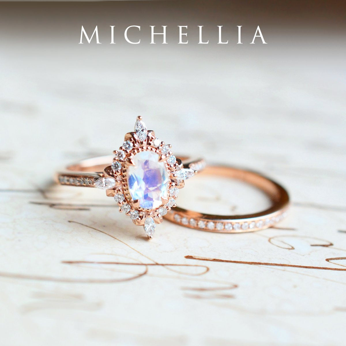 [Alessandra] Art Deco Oval Cut Ring in Moonstone