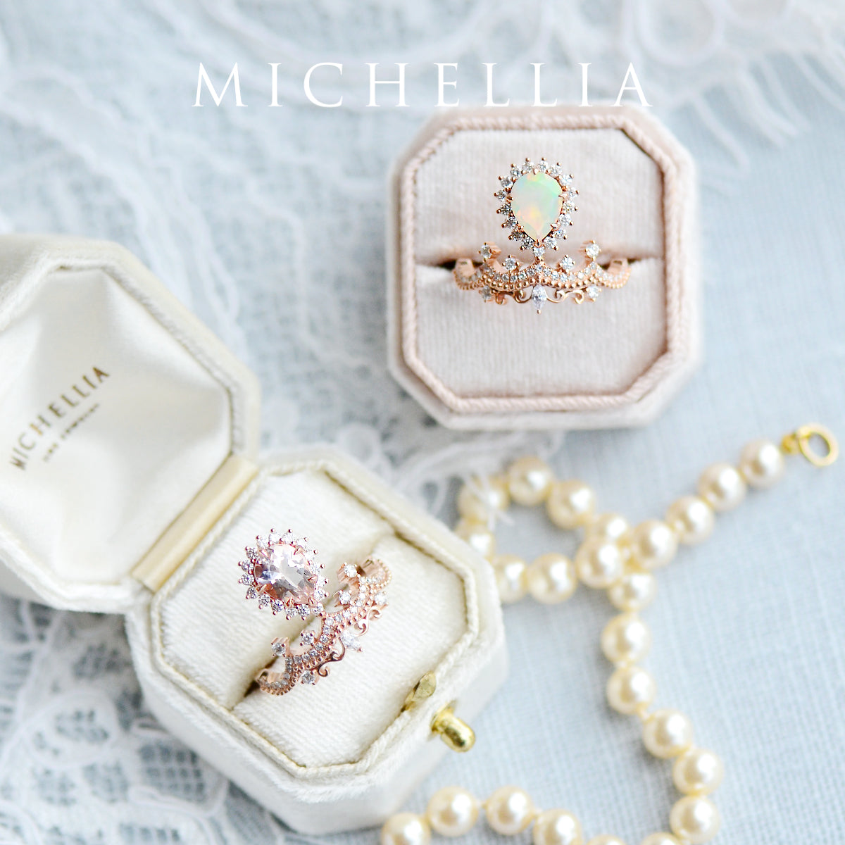 [Angelique] Venetian Crown Engagement Ring in Morganite