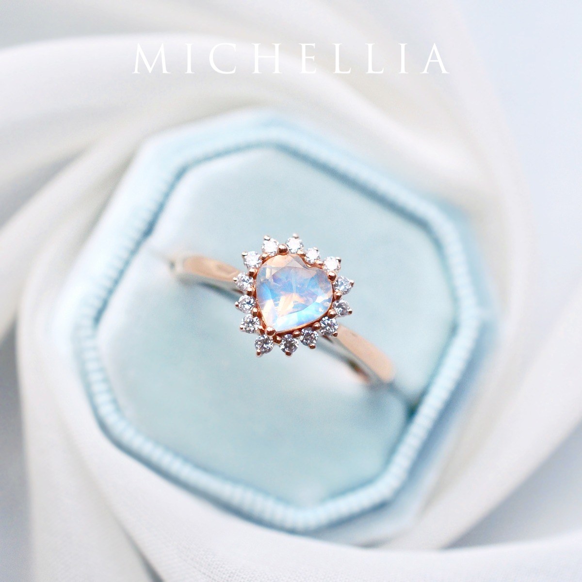 [Cordelia] Heart of the Sea Ring in Moonstone