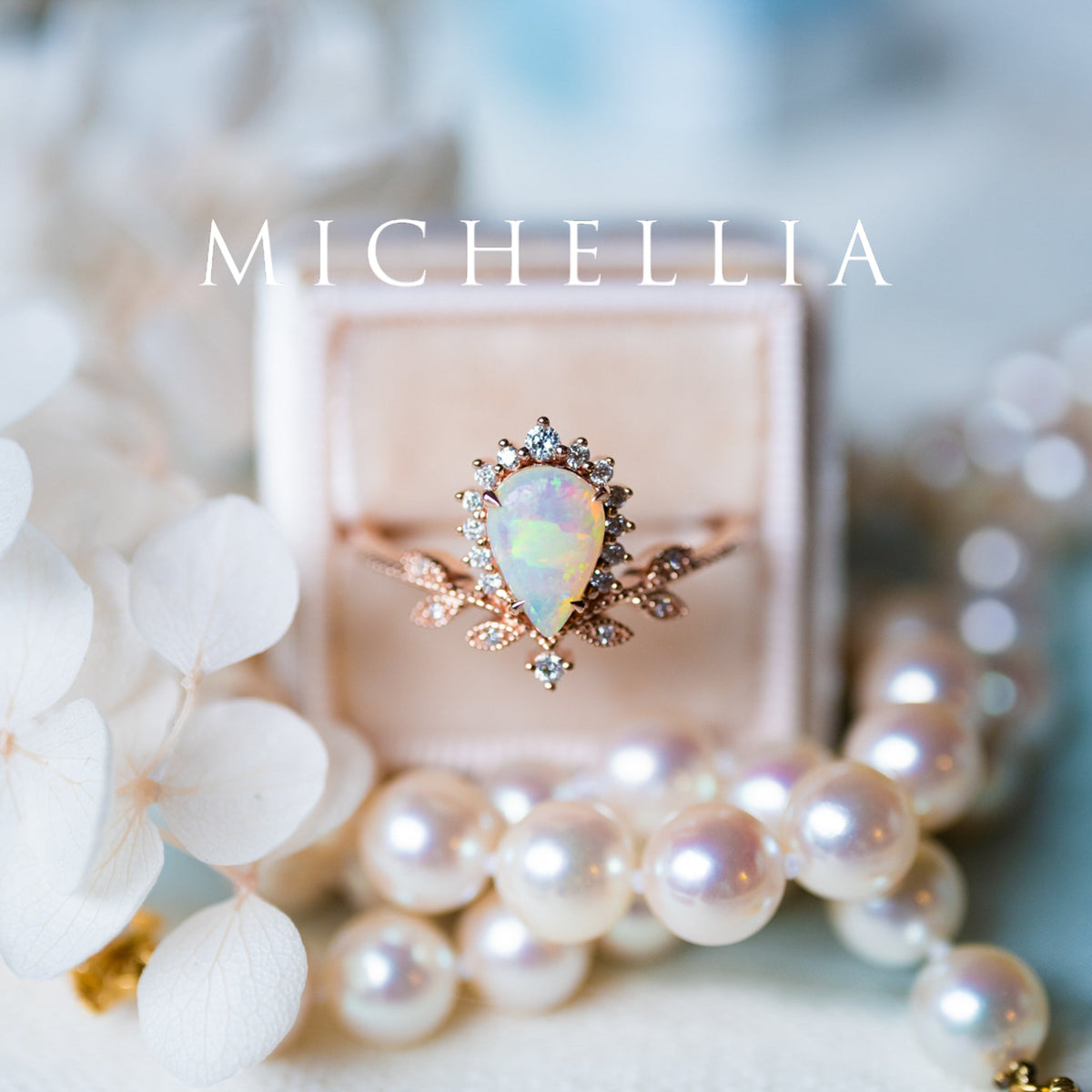 [Isadora] Vintage Woodland Queen Pear Engagement Ring in Australian Opal