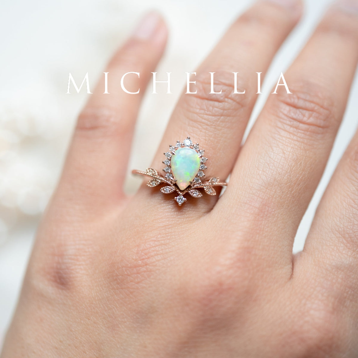 [Isadora] Vintage Woodland Queen Pear Engagement Ring in Moonstone