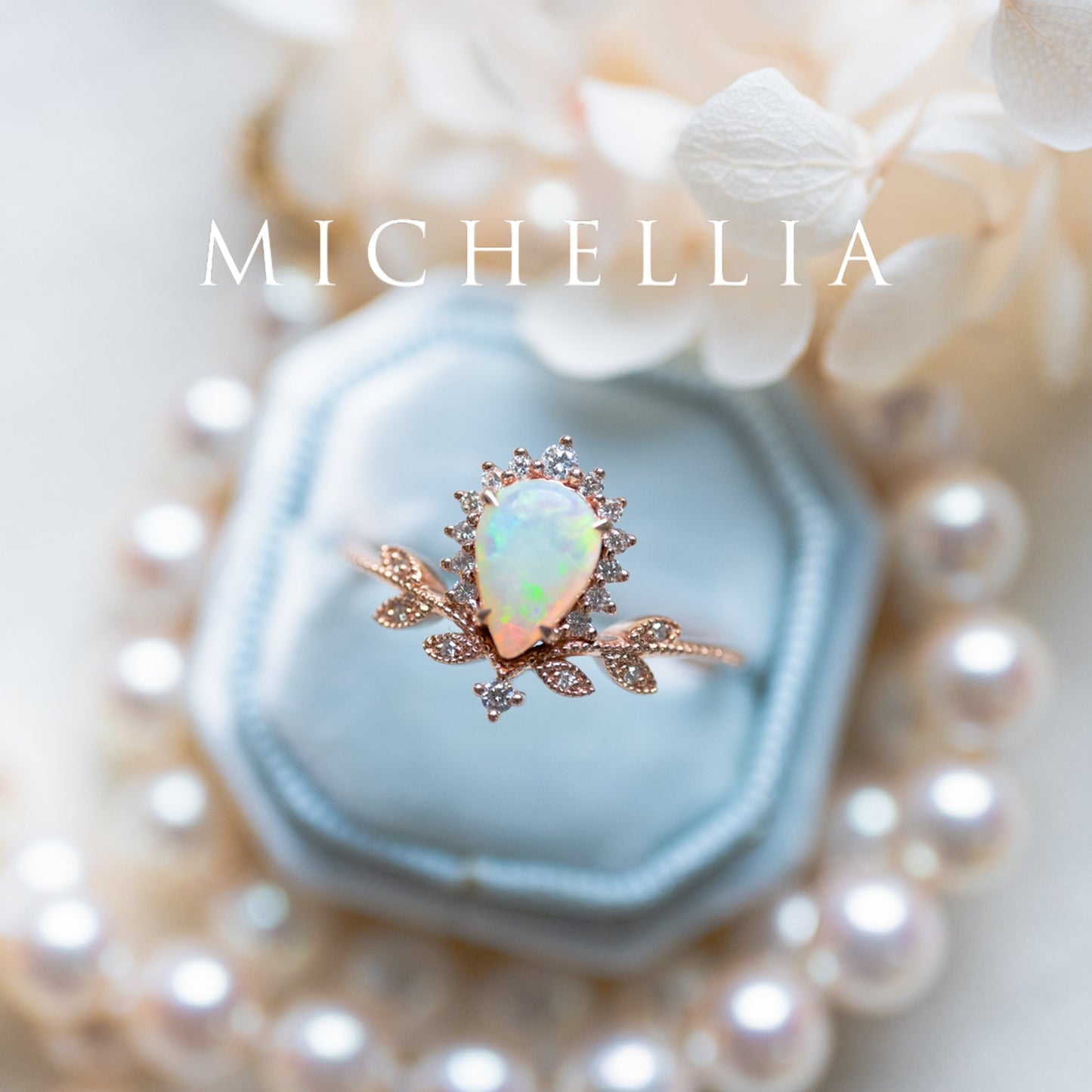 [Isadora] Woodland Fairy Pear Engagement Ring in Diamond / Moissanite