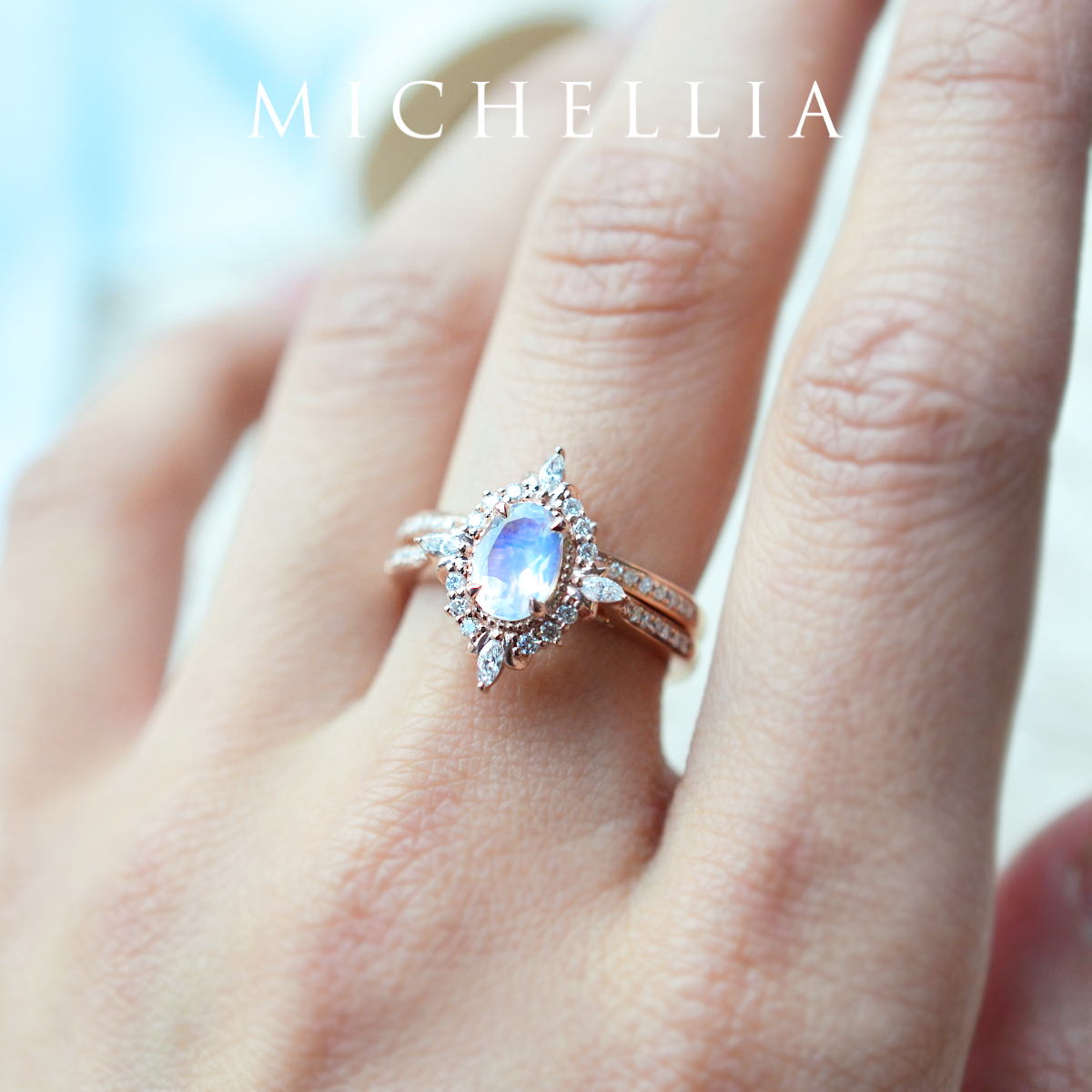[Alessandra] Art Deco Oval Cut Ring in Moonstone