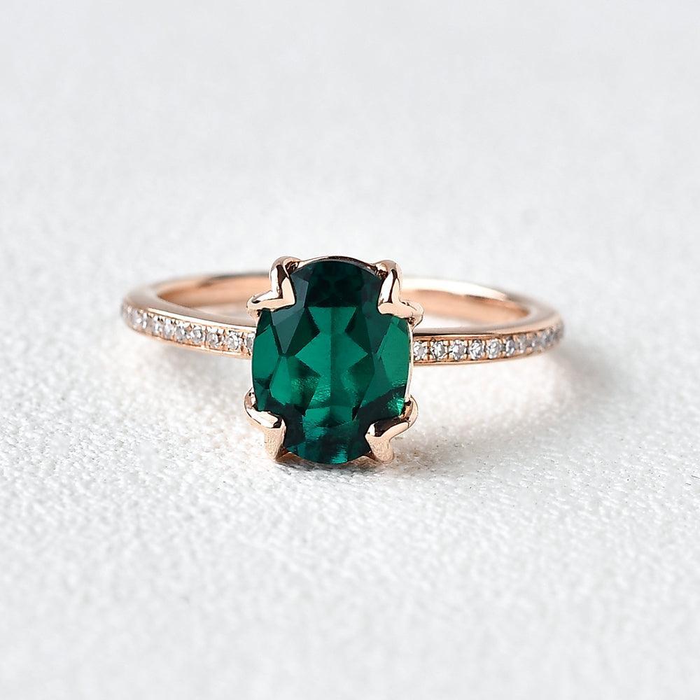 Vera's Grace | Vintage Oval Cut Natural Emerald Ring