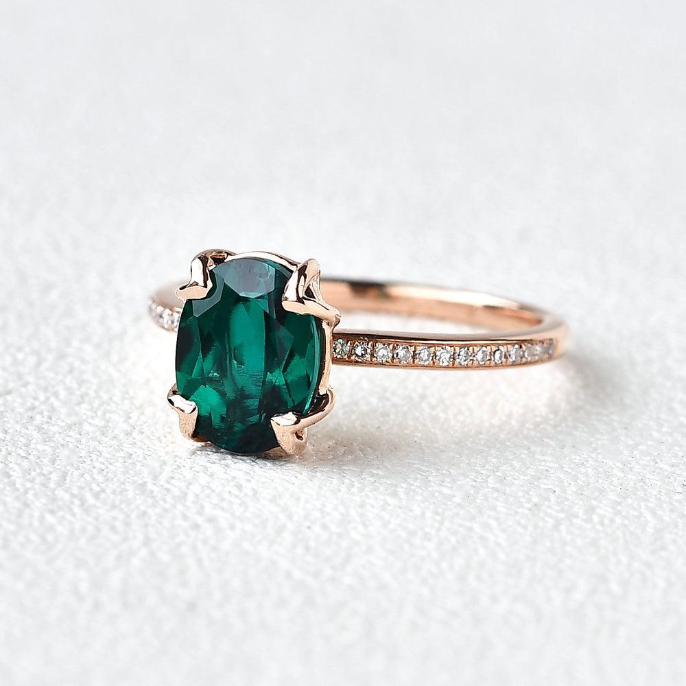 Vera's Grace | Vintage Oval Cut Natural Emerald Ring