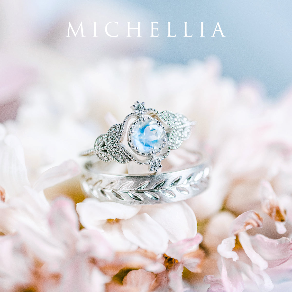 [Adeline] Vintage Rose Engagement Ring in Diamond / Moissanite