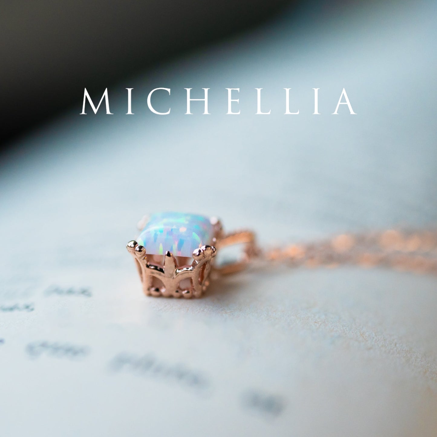 [Astoria] Fluer De Lis Princess Cut Necklace in Moonstone