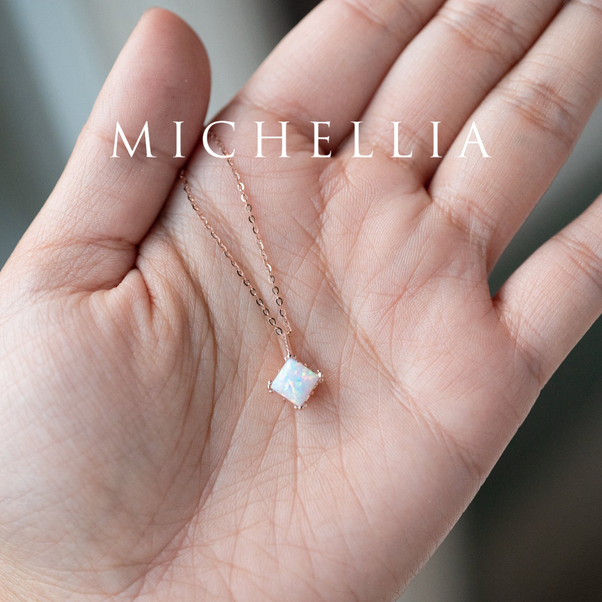 [Astoria] Fluer De Lis Princess Cut Necklace in Moonstone