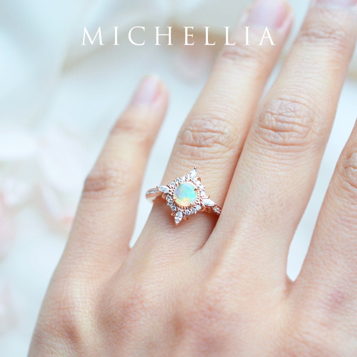[Astrid] Art Deco Petite Ring in Opal