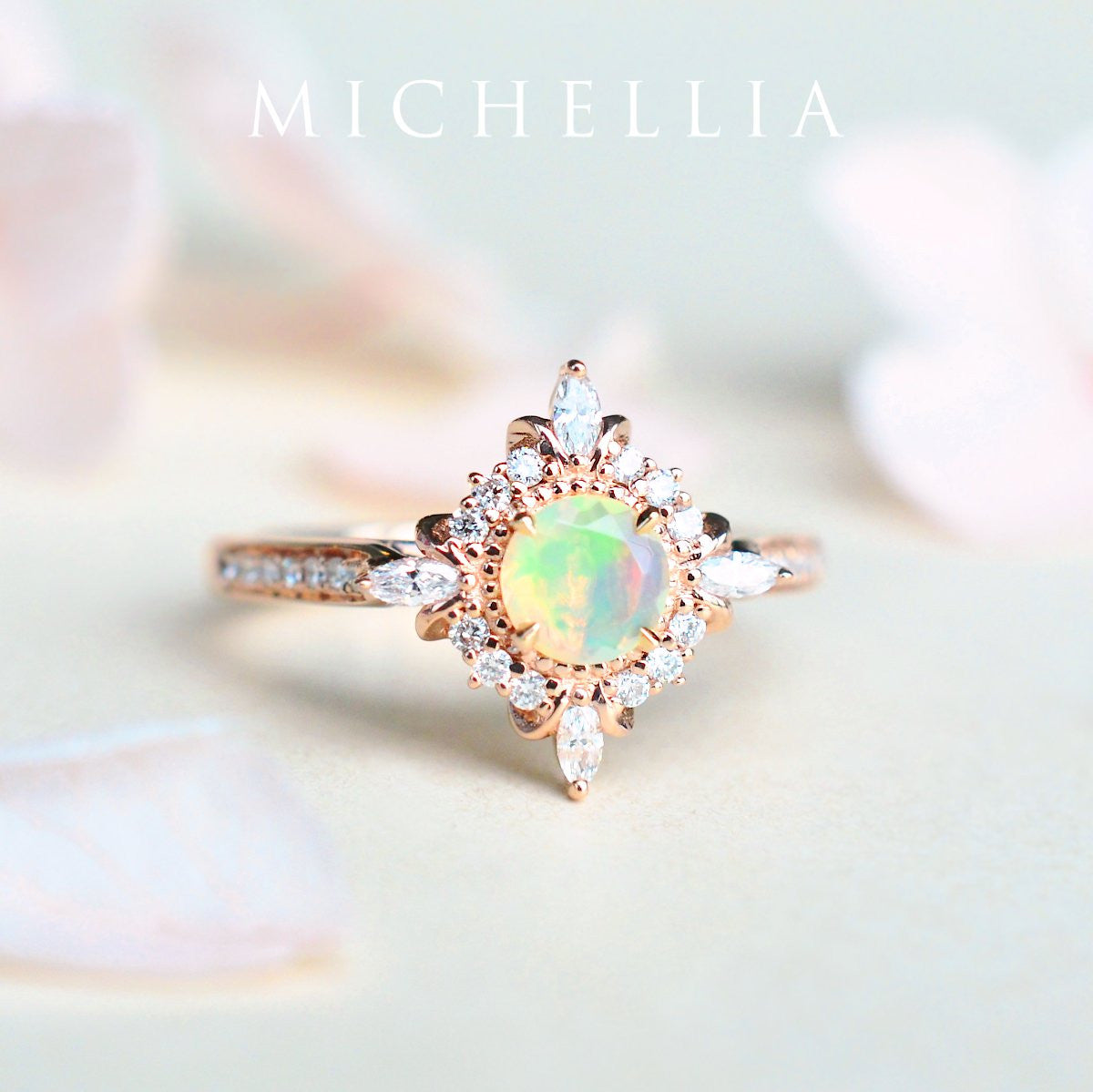 [Astrid] Art Deco Petite Ring in Opal