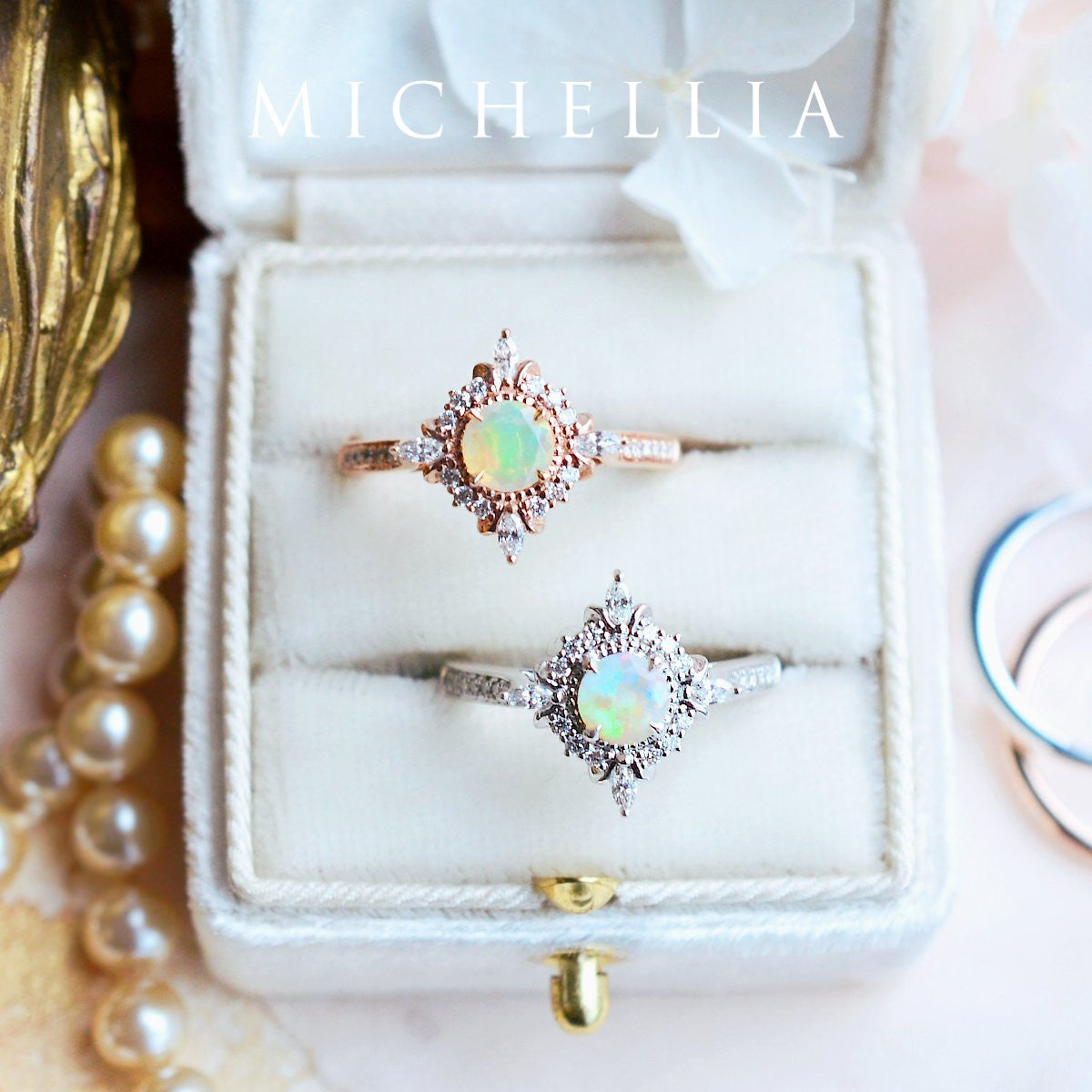 [Astrid] Art Deco Petite Ring in Opal